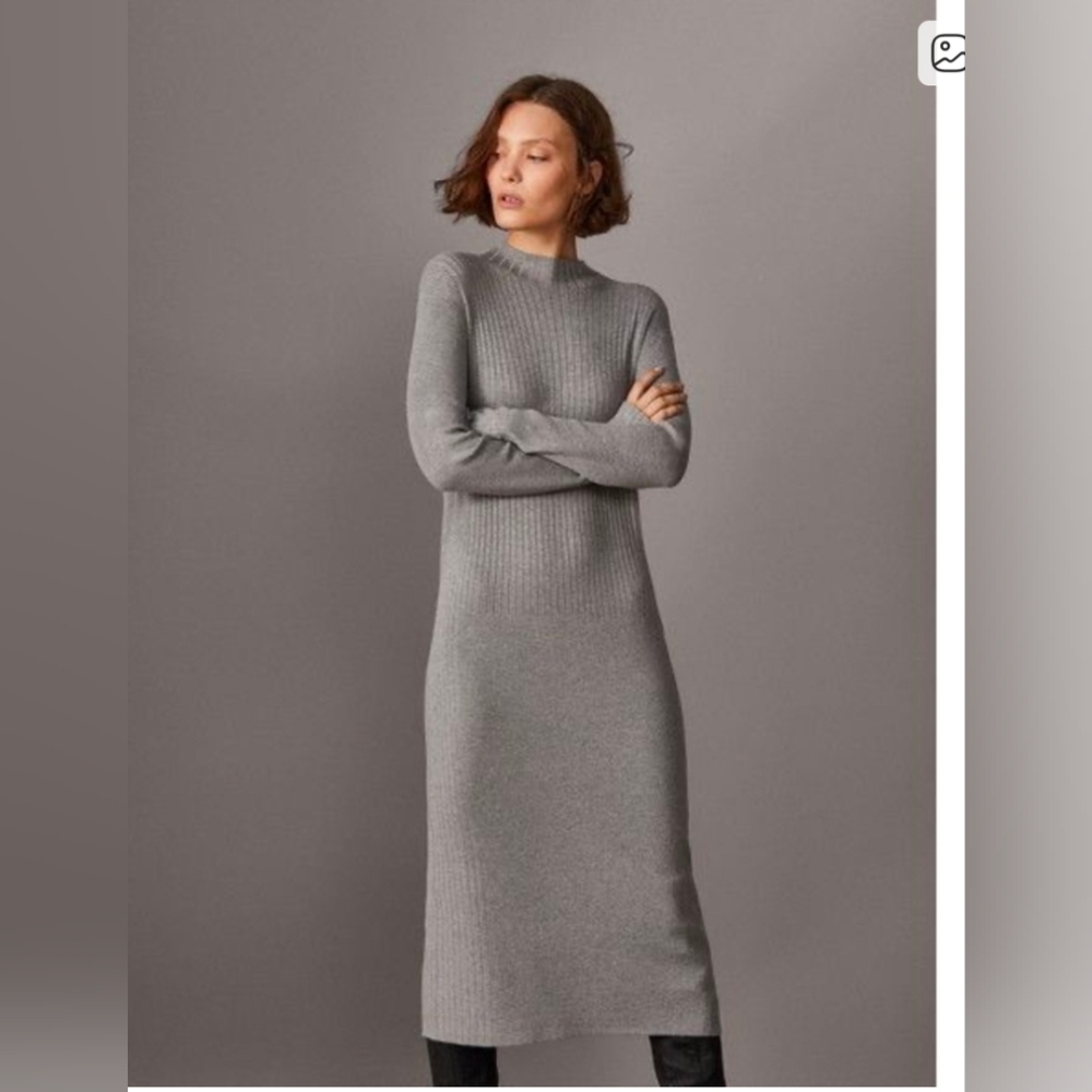 Massimo Dutti/Gray Ribbed Dress Sz S